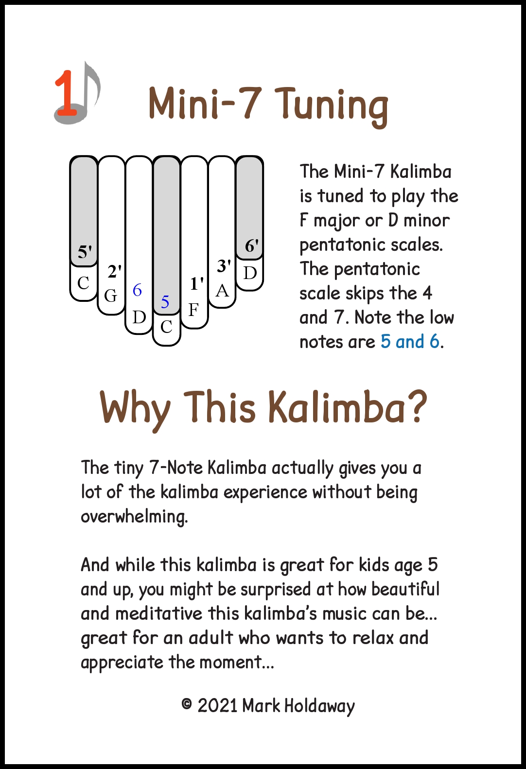 Booklet for Mini 7 M7 Kalimba 1 Kalimba Books Kalimba Magic