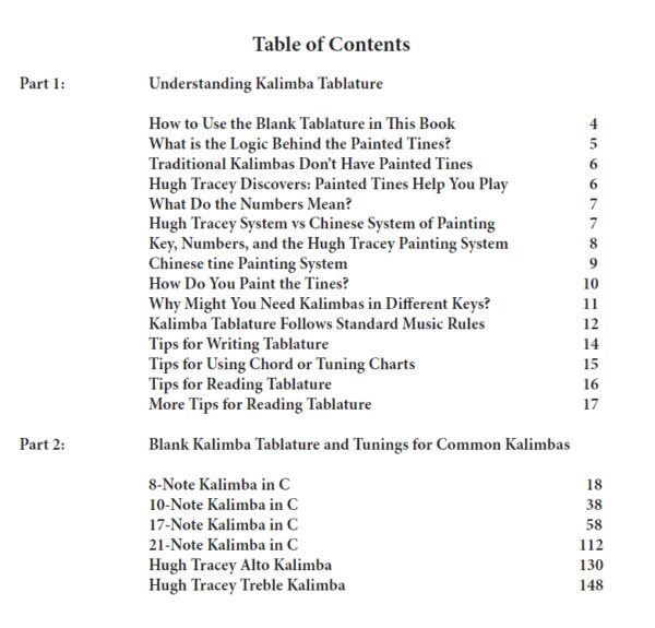 Blank Tablature and Tunings for Popular Kalimbas (Hardcopy) - Image 2